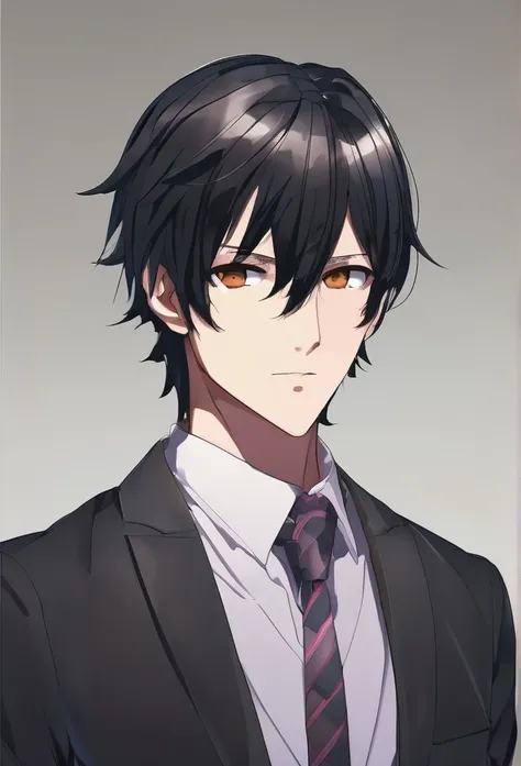 Anime ai is male, Black hair, brown eyes 