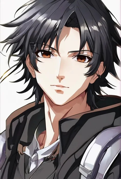 Anime ai is male, Black hair, brown eyes 