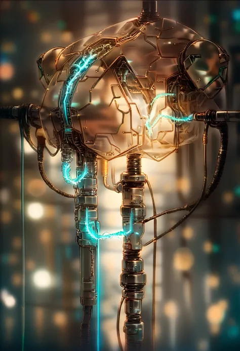 Translucent movie stills (Cybernetic robotic camel:1.5), (Glowing Veins:1.3) (The cable enters the body, circuit:1.3), Very detailed, Vignette, Very detailed, High budget, Bokeh, Sulky, amazing, nice, Film Grain, granular