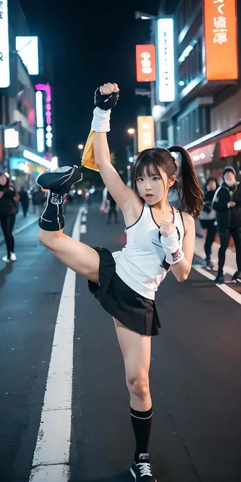 Browsing Caution、Cute Costumes、Women in , Very short skirt、On the street outside、Fighting pose, Fighting Pose, fighter pose, Combat Stanceで, High Kick, In action pose, Cool pose, Combat Stance, style,  Power Pose, Boxing stance, In combat mode, in fighter ...