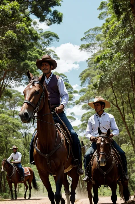 Two gentlemen on horseback in a cavalcade in the interior of Minas Gerais