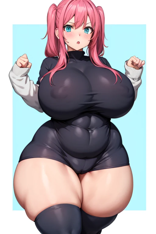 One Girl,Precise five fingers,{Knee-high socks}、(((Wide Hips)))、 (((Plump thighs)))、((Big Ass))、(Big Breasts) Embarrassed look,whole body、Sexy pose