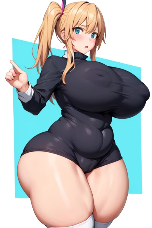 One Girl,Precise five fingers,{Knee-high socks}、(((Wide Hips)))、 (((Plump thighs)))、((Big Ass))、(Big Breasts) Embarrassed look,whole body、Sexy pose