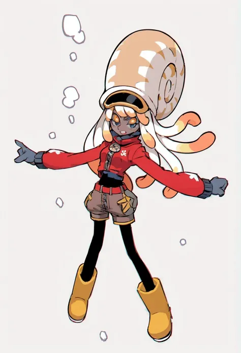 Cartoon of woman in red jacket and goggles with snowboard, นักบินอวกาศsquidวีนัส, Maple character art, great character design, interesting character design, candypunk character design, high quality character design, squidสาวสีชมพูคล้ายมนุษย์, colorful! cha...