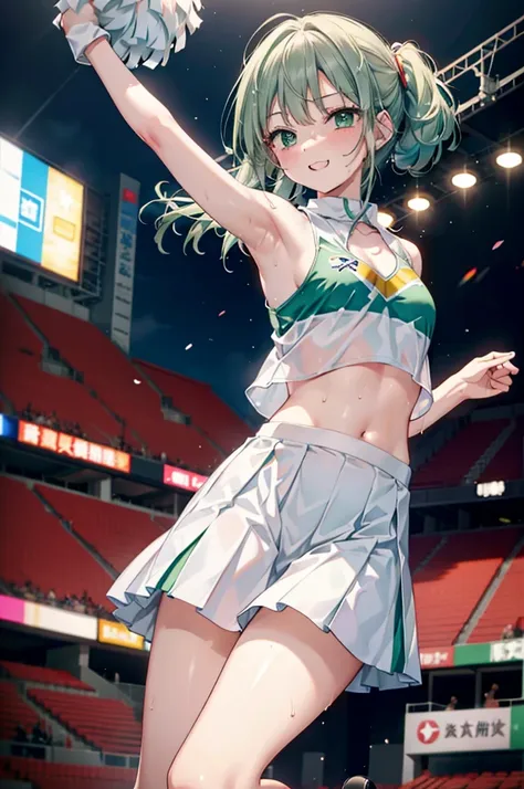 index, index,silver hair, (green eyes:1.5),long hair, (flat chest:1.2),grin,tooth,daytime,sunny,
,(cheer leading), (whole body),...