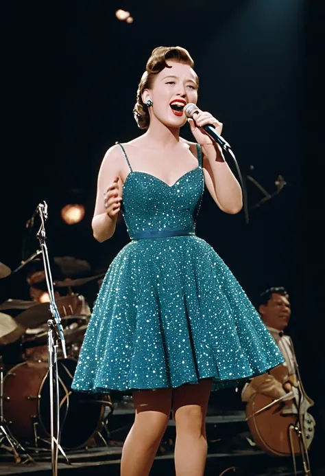 Rock singer on stage、Beautiful down to the smallest detail、8K、1950s、America