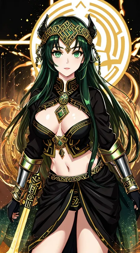 (beautiful face),((sexy goddess of underworld)),((hella norse goddess)), white pale skin, green eyes, black hair, dark armor, underworld background,