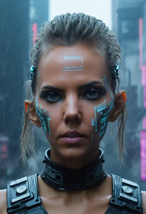 (detailed face), (realistic), (masterpiece), (photograph), (realistic skin texture), katya clover in a dystopian cyberpunk city,...