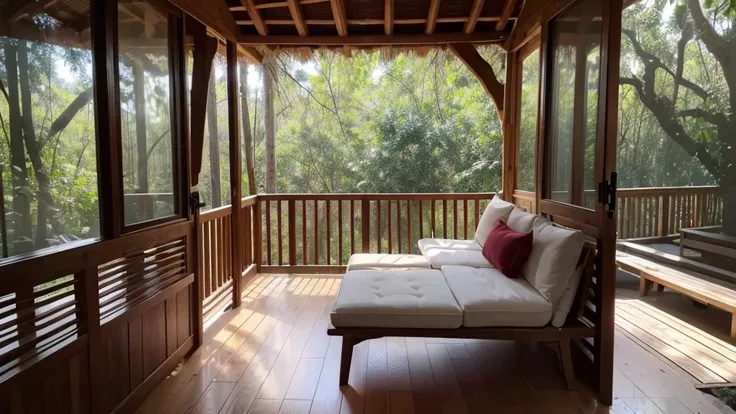 //Environment
Treehouse Interior,
BREAK
//Details
For a whimsical and cozy scene, envision the interior of a large treehouse nestled among the branches of a grand tree, Include elements such as wooden floors and walls with a natural, rustic finish, large w...