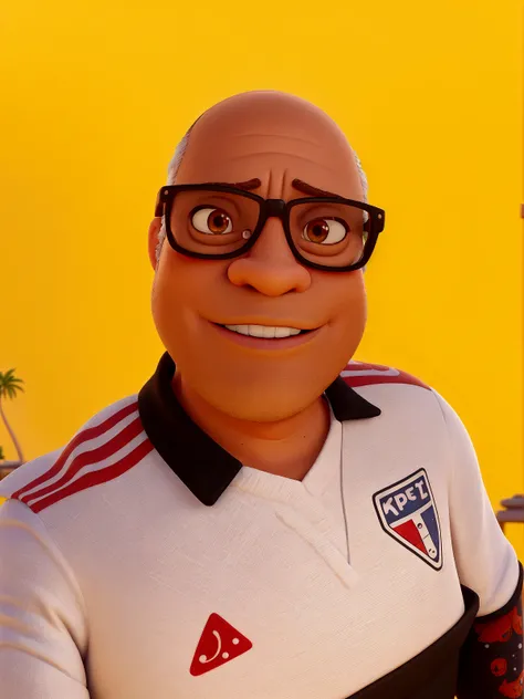 
Soon you, 45 years old, with black glasses, Sao Paulo Futebol Clube shirt, a beach in the background on a sunny day, animation character, stylized character, animation style rendering, 3d stylized, Arnold Maya rendering, Stylized 3D rendering, toon render...