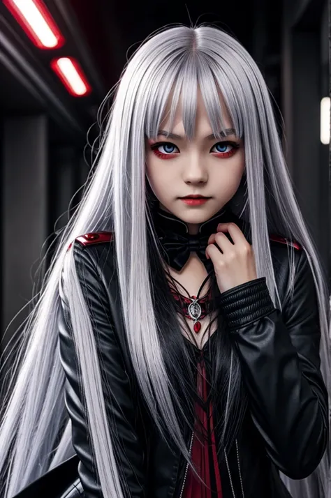 loli vampire with red eyes and long silver hair