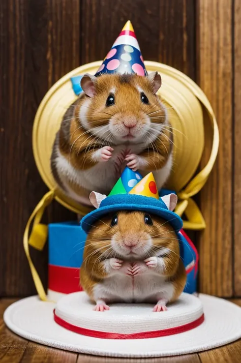 A cheeky hamster. Birthday, with hat and everything