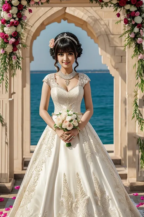 Mitsiri Kanroji anime wearing wedding dress 