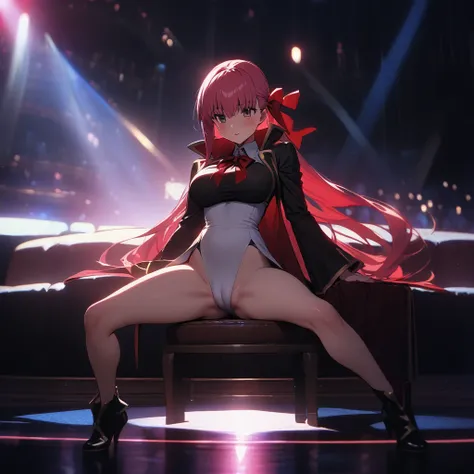 ( BB(fate extra), ), (dancing, sitting, spreading legs:1.5, ), (cinematic lighting), (masterpiece, best quality, ultra detailed), detailed cameltoe, 