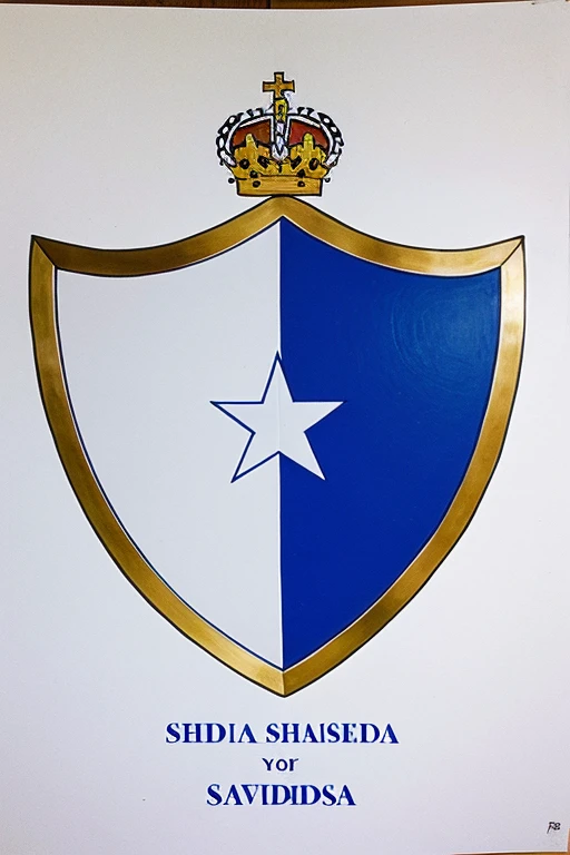 Draw the shield of the Cristina Prado school with blue and white colors with a phrase inside
