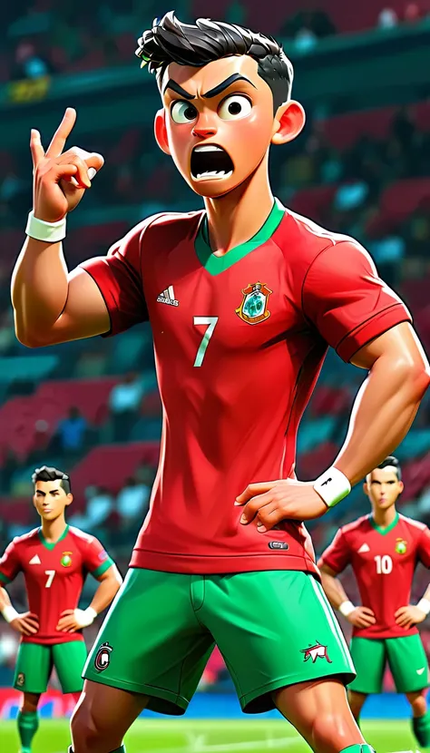 1 men,football star,cristiano ronaldo,celebration,pixar style,3d,ultra high definition,8k,high quality,master,masterpiece,simple...