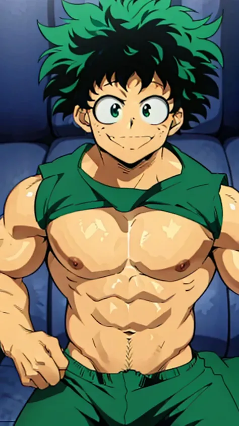 Midoriya Izuku, ((big pecs:1.3)), handsome, muscular.