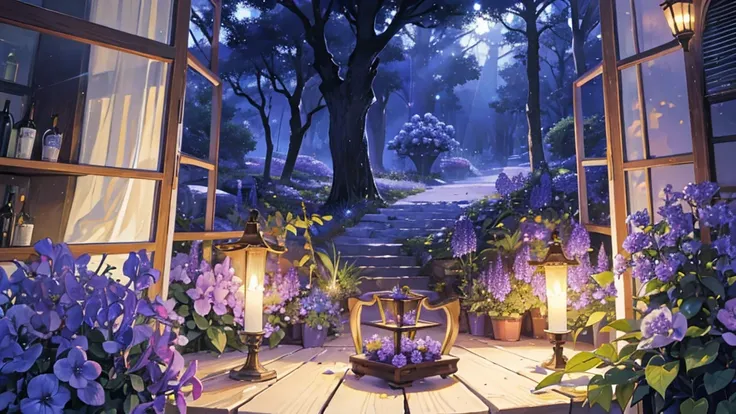 fantasy,twilight forest,with plutinum vine,campanula,sweet perfume,