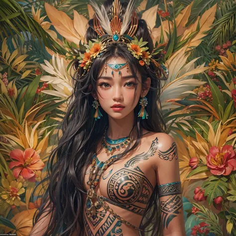 Polynesian Sea、Hair blowing in the wind 、 ((Highest quality、masterpiece、8K、Best image quality、Ultra-high resolution、Award-winning works)、(Accurate anatomy:1.1)、(Look at me and smile:1.0)、Shining fair skin with Ultra-high resolution、The most detailed face、U...