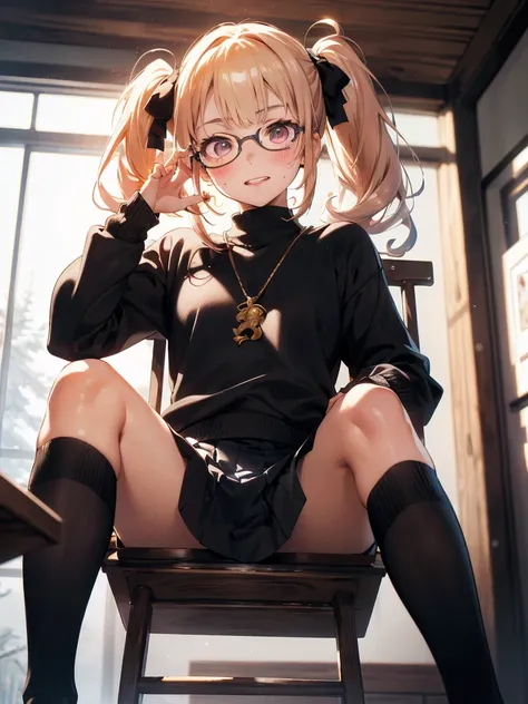 NICE,unparalleled beautiful girl,tteens detailed cute shot, pretty cool and beautiful cute face,super detailed NICE cute face, nice body, beautiful teeth, twintails, (FGO, Arknight, winter , moesode sweater. mini skirt),(erotic, sexy, upper eyes, spread le...