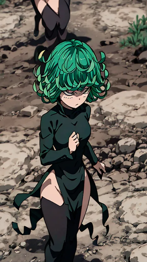 Tatsumaki From One Punch Man Crying, in pain, weeping, bruise mark on cheek, official anime art