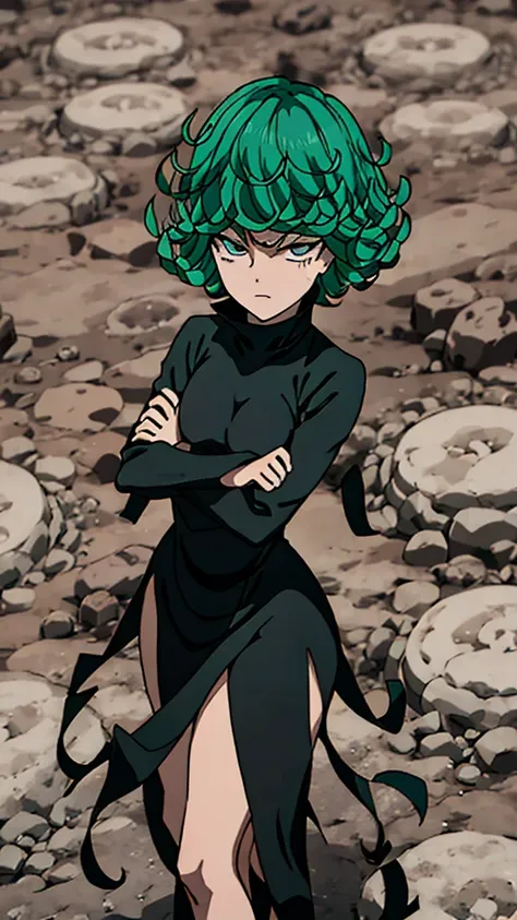 Tatsumaki From One Punch Man Crying, in pain, weeping, bruise mark on cheek, official anime art