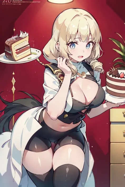 (dynamic angle:1.3, front view:1.1, breast focus:1.3, from above:1.1), (dynamic posing:1.2, sexy posing:1.2), (seductive smiling:1.3), ((looking at cake,Taking a cake out of the golden oven, worried about the outcome:1.2)),highest quality、(real、photorealis...