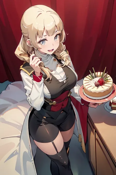 (dynamic angle:1.3, front view:1.1, breast focus:1.3, from above:1.1), (dynamic posing:1.2, sexy posing:1.2), (seductive smiling:1.3), ((looking at cake,Taking a cake out of the golden oven, worried about the outcome:1.2)),highest quality、(real、photorealis...