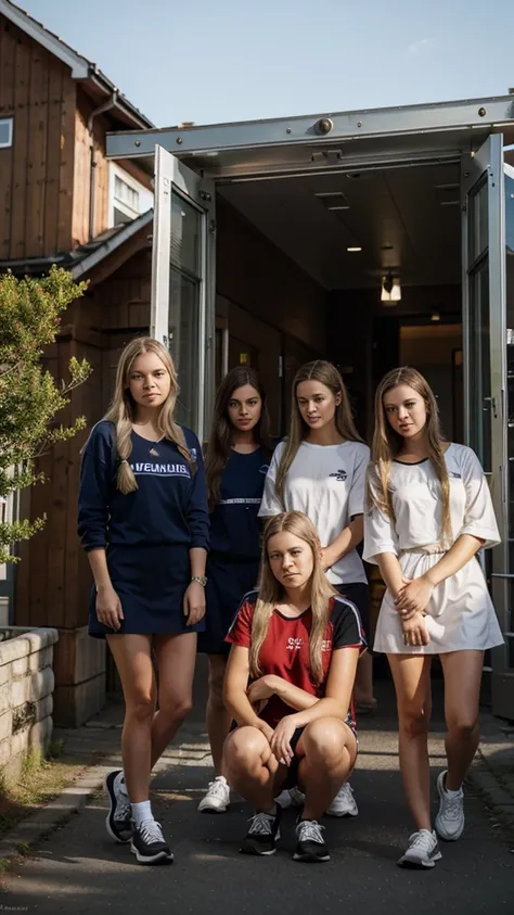 group of naded scandinavian teens 