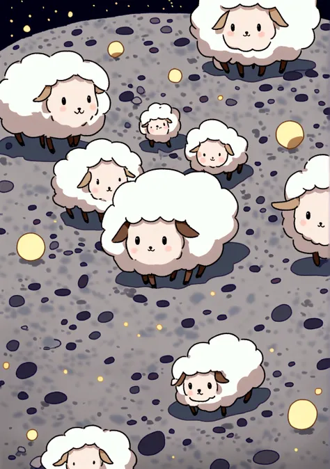 Lunar Surface, Very cute happy sheep,
