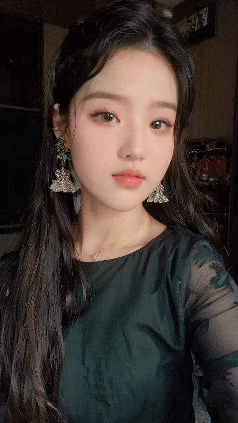 best quality， Ultra-high resolution， （Realistically：1.4），Cute hairpin，Baoyu girl，Standing in the wedding hall，（flat chest：1.2） ，A pair of clear and charming peach blossom eyes,Royal sisters，Sunshine on the face，Big wavy hairstyle，（necklace：1.2），（White skin...