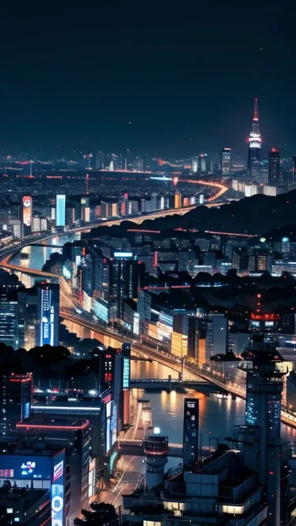 Tokyo night view from a high-rise apartment、