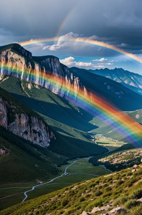 Rainbow in the mountains of Quinche drawing 