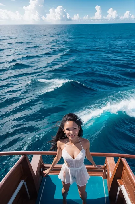 A photo in the middle of the Caribbean sea