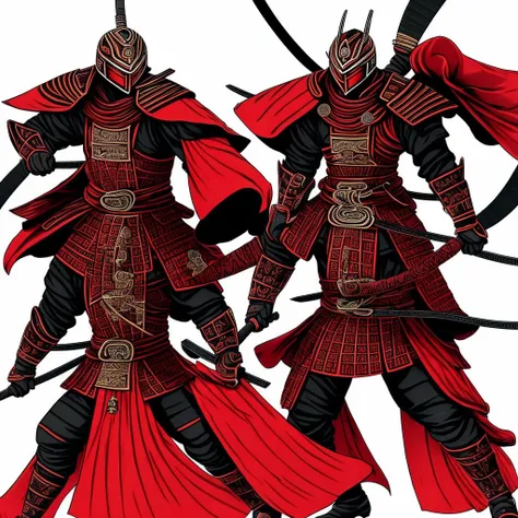 Ronin samurai in red and black armor with a touch of white