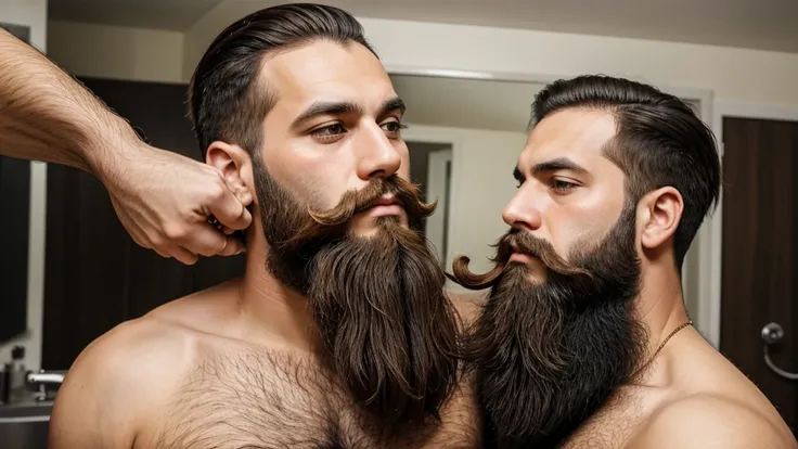 One beard man have long beard shaving 