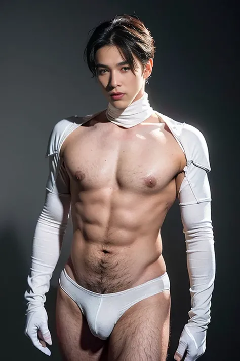 (masutepiece,High resolution,ultra - detailed:1.0),1(Boy,Robot Boy),Perfect male body,Look at the camera,Delicate eyes and delicate face,extremely details CG,Unity 8k Wallpaper,intricate-detail,solo person,Detailed face, (Futuristic skin-perfect white body...