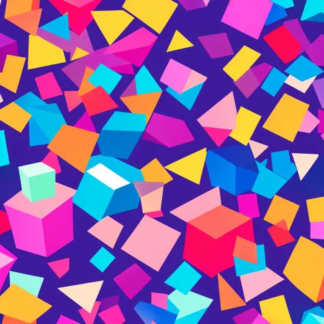 anime abstract cube patterns, bright colors, poster (postercubes style:1)