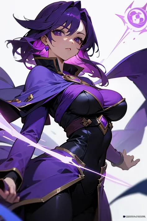 good now create a mage with open chest with dark purple hair open chest and big breasts