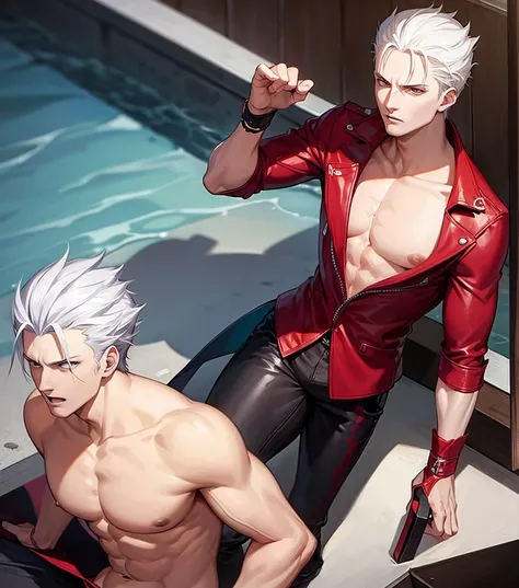 Vergil from Devil may cry Wearing in bikini Turns red   horny