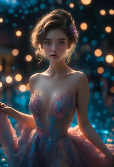 Evening Dress, theater, by Tyler Shields and Brandon Woelfel, 35mm photograph, bokeh, best quality, masterpiece, very aesthetic, perfect composition, intricate details, ultra-detailed