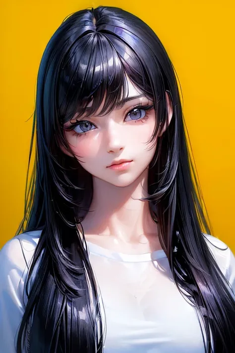 (masterpiece, high quality, lifelike, Ultra realistic, Remarkably high quality, photorealistic:1.5), Anime Girl with Black Long Hair minimalist logo design bright colors, high quality, extreme quality, super detailed 