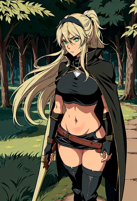 create a 2d manga-style image of a young white woman named lucina. she is a rogue in a medieval rpg setting. lucina has long blo...