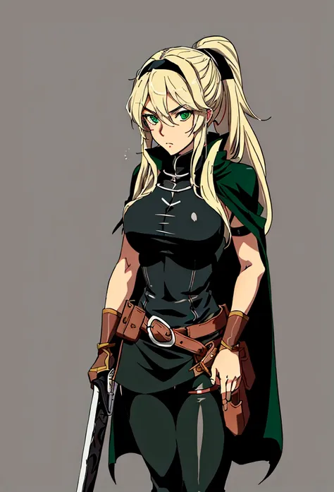 create a 2d manga-style image of a young white woman named lucina. she is a rogue in a medieval rpg setting. lucina has long blo...