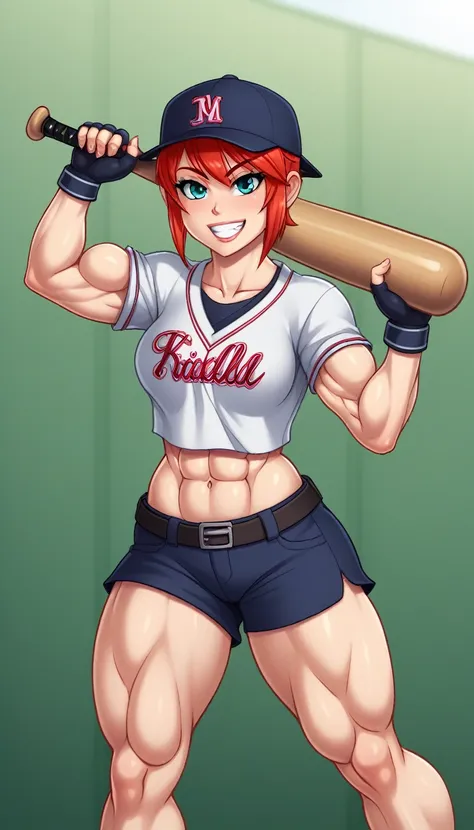 muscle kid girl baseball bat