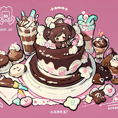 cute artstyle, cute color, cute design, cute icon, chocolate shortcake, chocolate cake, 🍫  , chocolate cakes , many cakes , food...