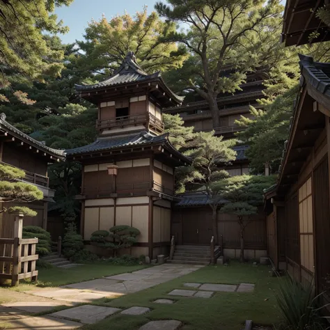 Landscape of feudal Japan, with samurai, et des geishas, in Ultra realistic 8K photo mode