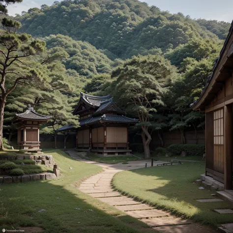 Landscape of feudal Japan, with samurai, in Ultra realistic 8K photo mode