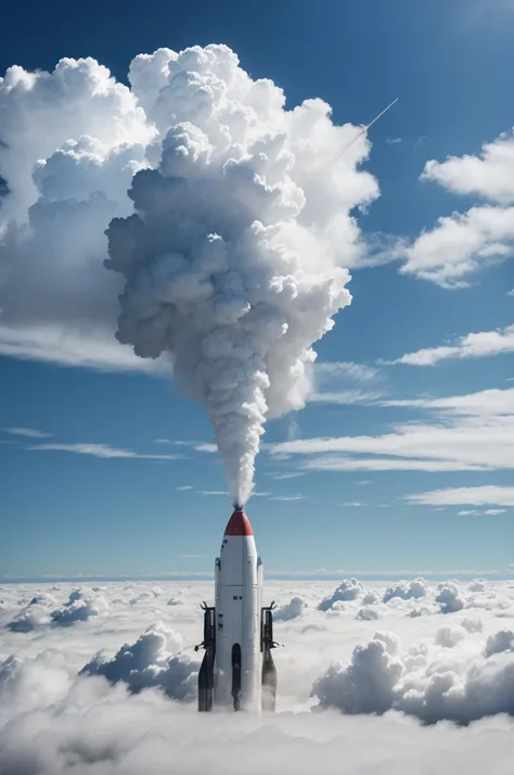 rocket landing in the clouds