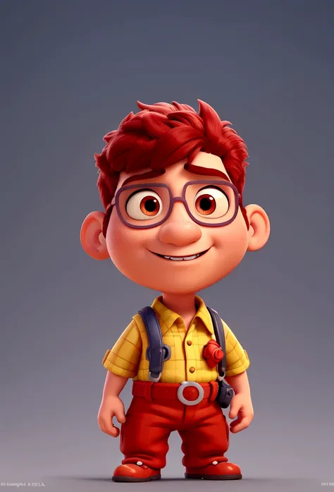 Cartoon character of a boy, 3 years dressed in fire department uniform, na cor vermelha, animation character, stylized character, animation style rendering, 3d stylized, Arnold Maya rendering, Stylized 3D rendering, toon render screenshot, 3d character, 3d...